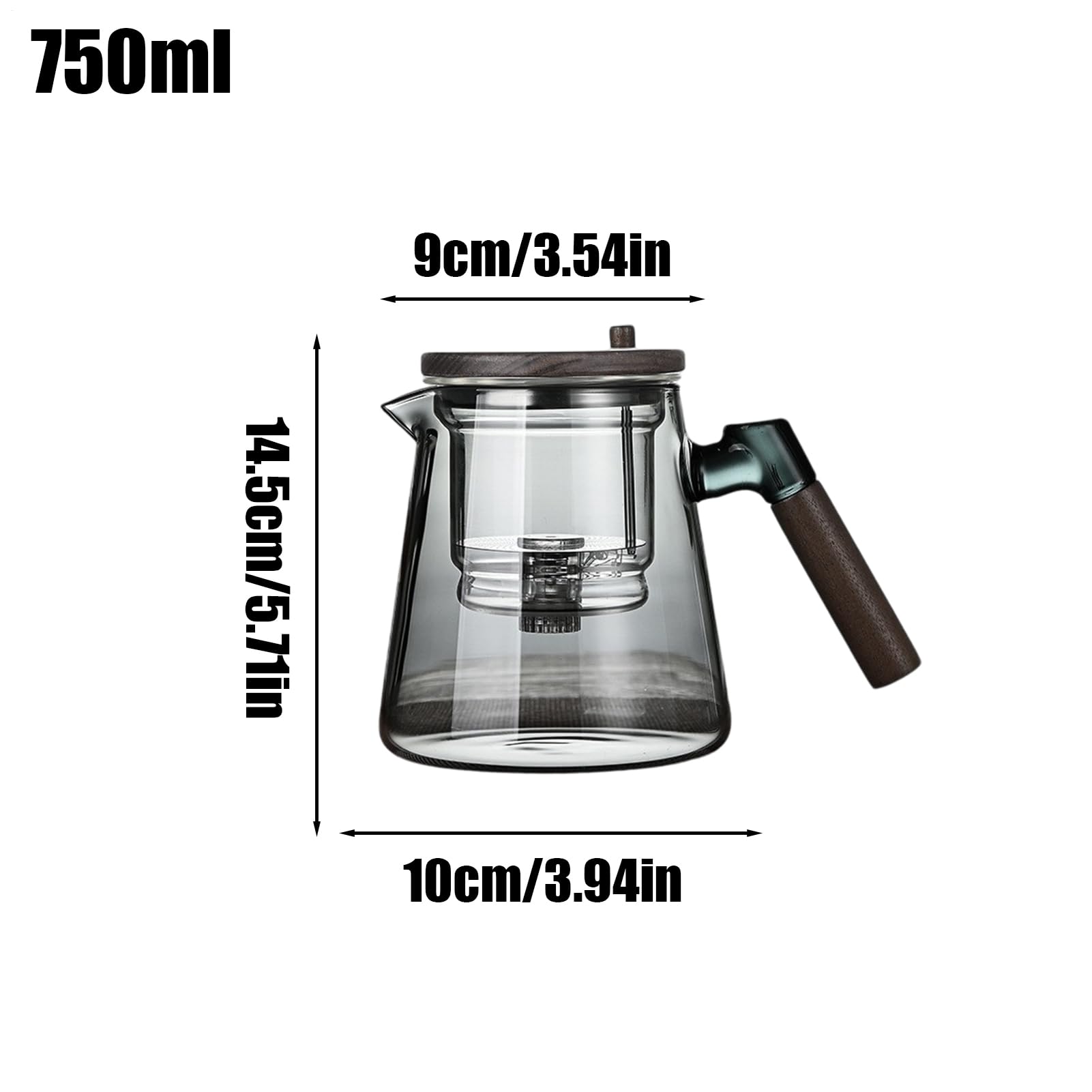 Enchantipot - Teiera da 750 ml con controllo della pressione e manico in legno