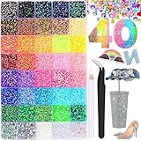 Glitzersteine Bedazzler Kit, 3mm Harz-Jelly-Rhinestones in Regenbogenfarben, Flachrücken-Strasssteine für DIY, Basteln, Nagelkunst, Kleidung & Schuhe, inklusive Pinzette