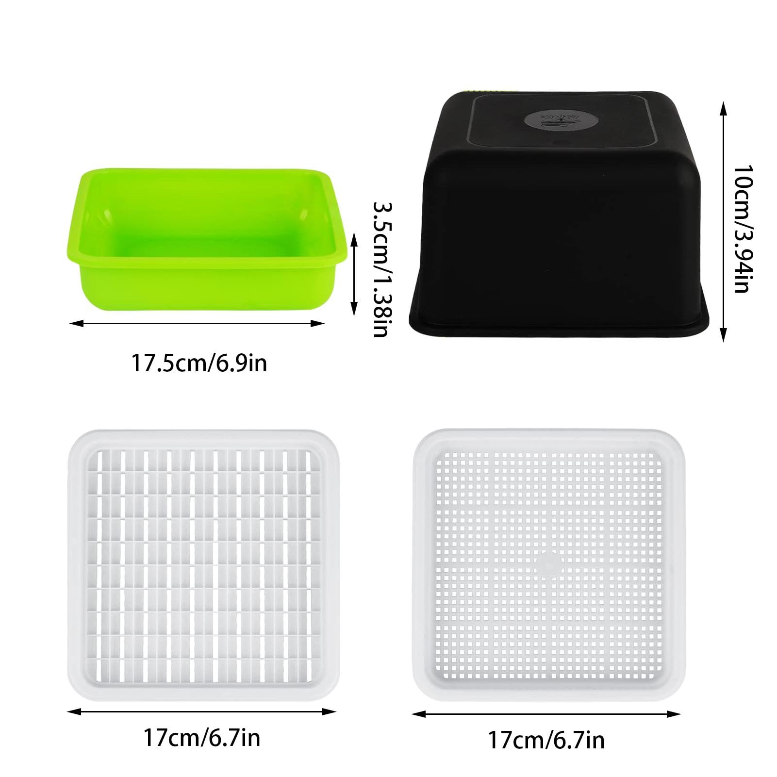 Serra Per Semenzaio Kit Germinazione Semi - 3 Ciotole Con Coperchio, 10 Carte Germinale, Per Erba Di Grano E Altri Plateau Per Semina - 11