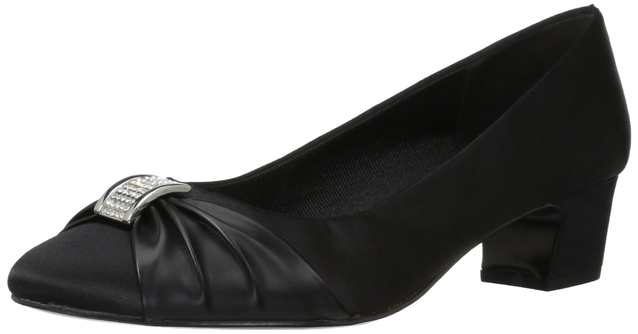 Easy Street Womens Eloise Faux Leather Dressy Block Heel, Black Satin, 5 UK