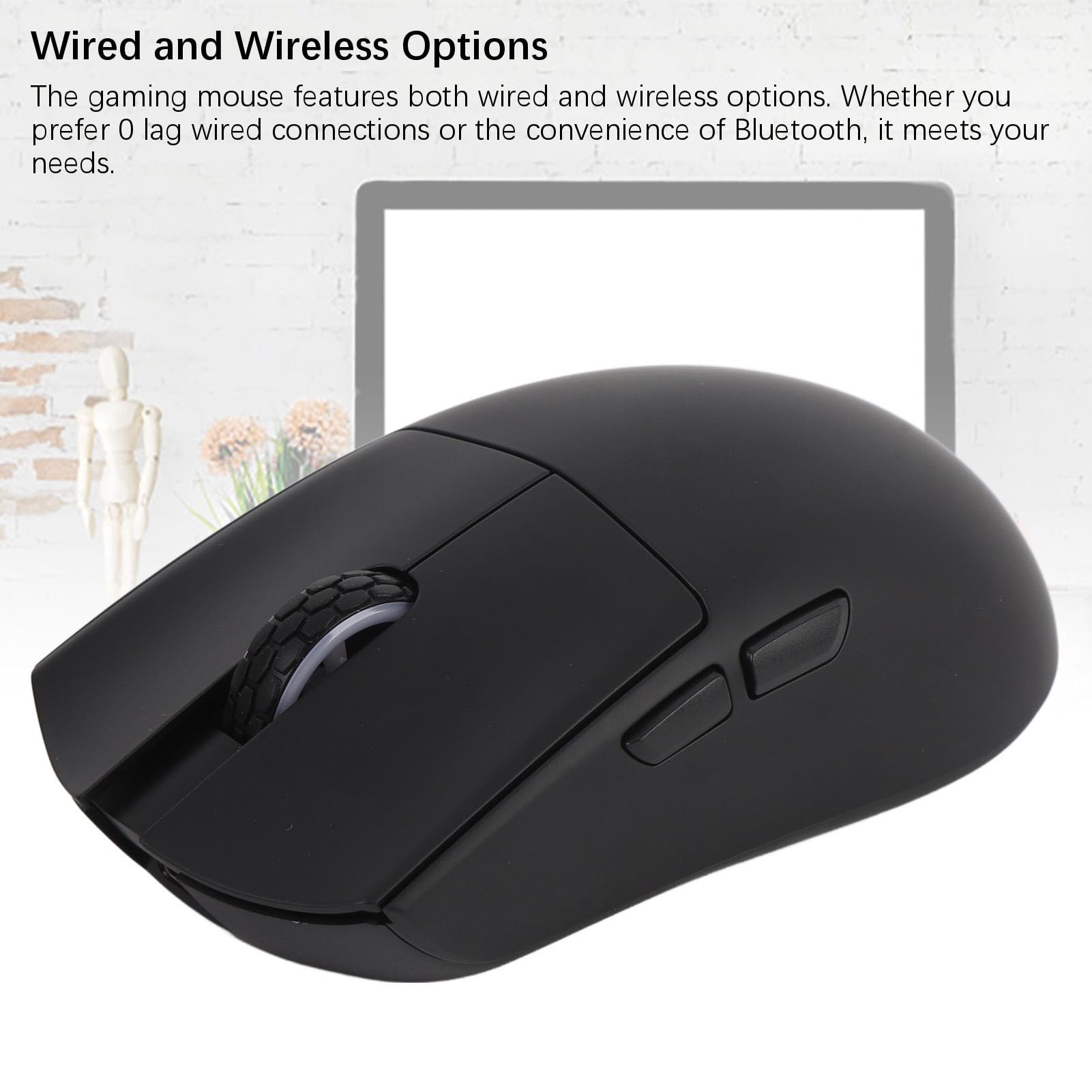 Bezprzewodowa Myszka Gry, Tryb Tri 2.4G USB C 3395 Myse Czujnik Optyczny 5 Programowalny Przycisk do Pracy (BLACK)