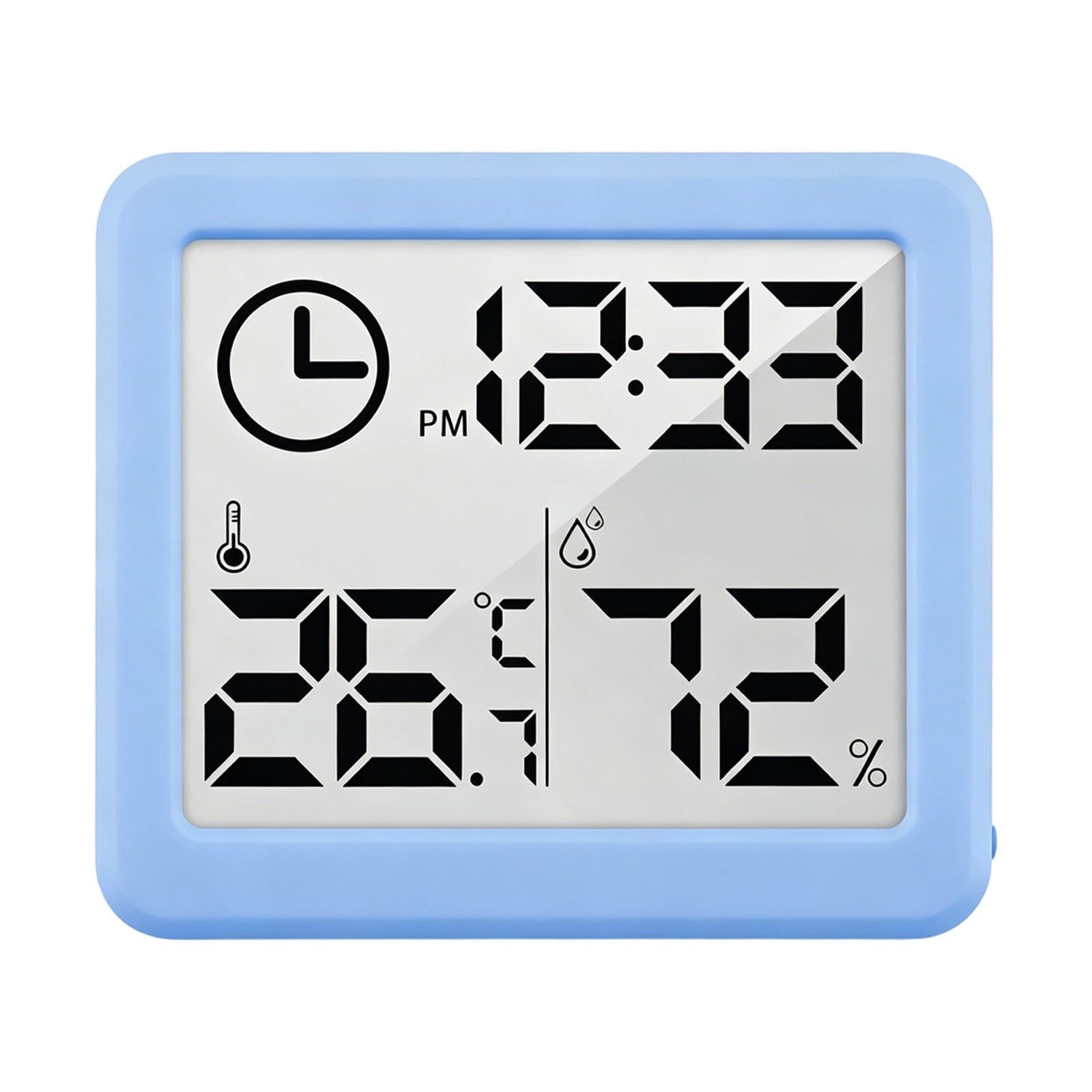 Tsophreniq Blue Digital Hygrometer Clock With Large Display Temperature Humidity Monitor For Home Indoor Temperature Humidity Monitor