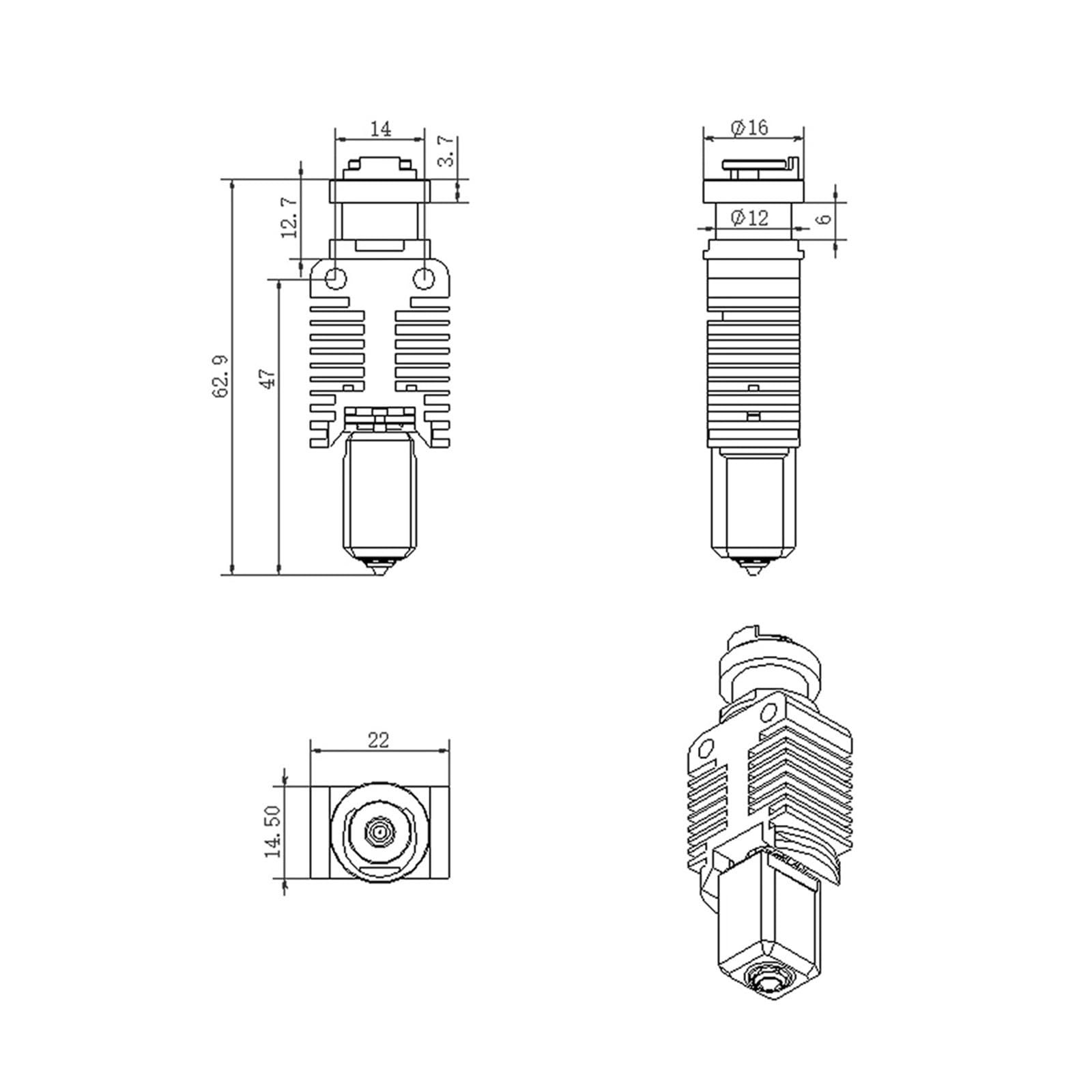 Compatibile con Creality, kit hotend V3.0 for CR-10/Ender-3