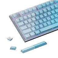 Gradient Blue Side-Print Shine-Through PBT Keycaps, 121 Keys Cherry Profile,Transparent Spacebar Strip, for MX Switches, for Keyboards with LED Facing South