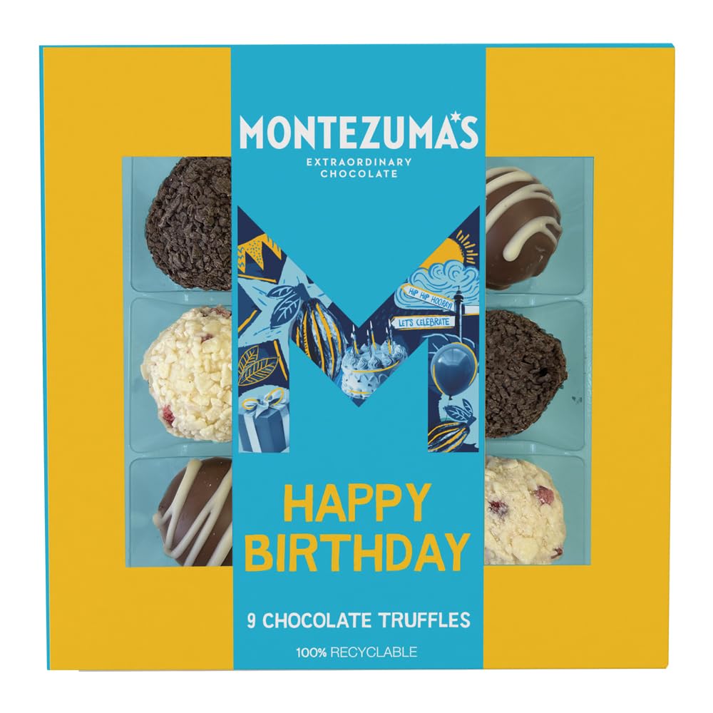 Montezuma's Happy Birthday Truffle Collection Box, Contains 9 Truffles, Gluten Free, 110g Box