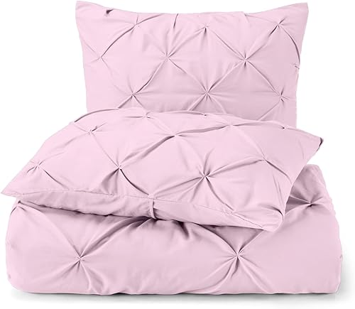 Miniatura 7 de Juego de funda de edredón plisada de 3 piezas con cierre de cremallera, lujosamente suave, 100% algodón con pliegues texturizados y lazos en las