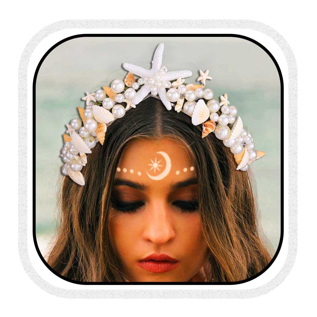 Unicra Mermaid Crown Tiaras Seashell Headband Starfish Wedding Hair Accessories for Women and Brides, Silver