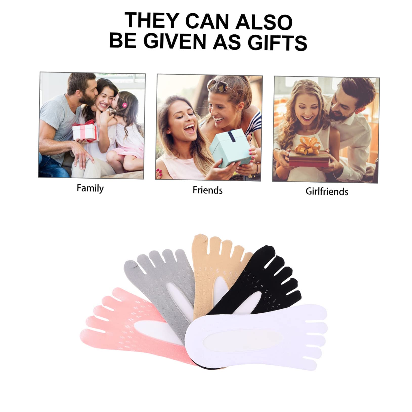 PACKOVE Elastic Low Cut Toe Socks Set 5 Pairs Breathable Stockings Anti-slip Soft Weather