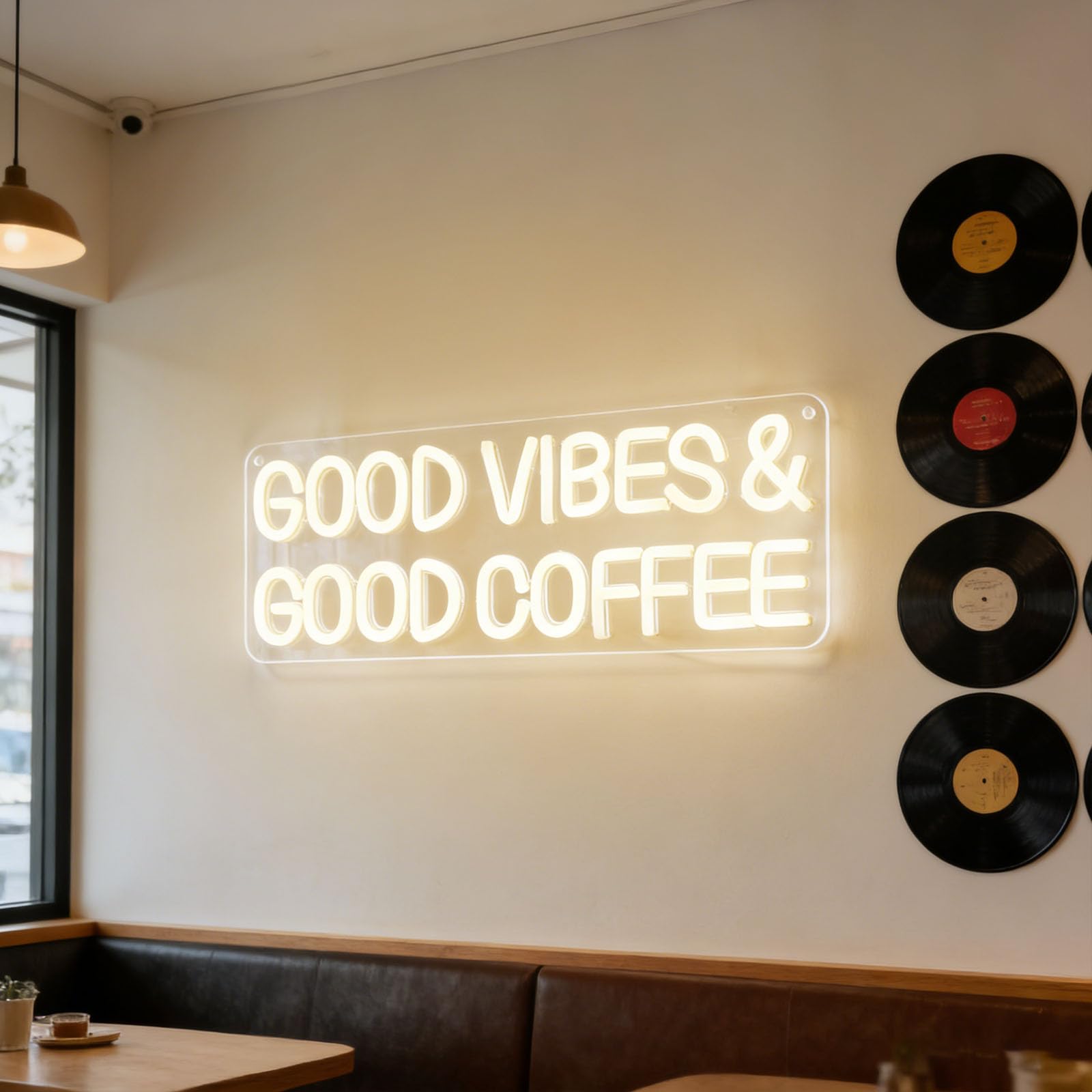 Coffee Neon Sign Good Vibes Good Coffee Neon Light USB Powered LED Dimmable for Cafe Bar Offices and Home Cafes Modern Welcome Open Sign(5V 15.7"x5.9")