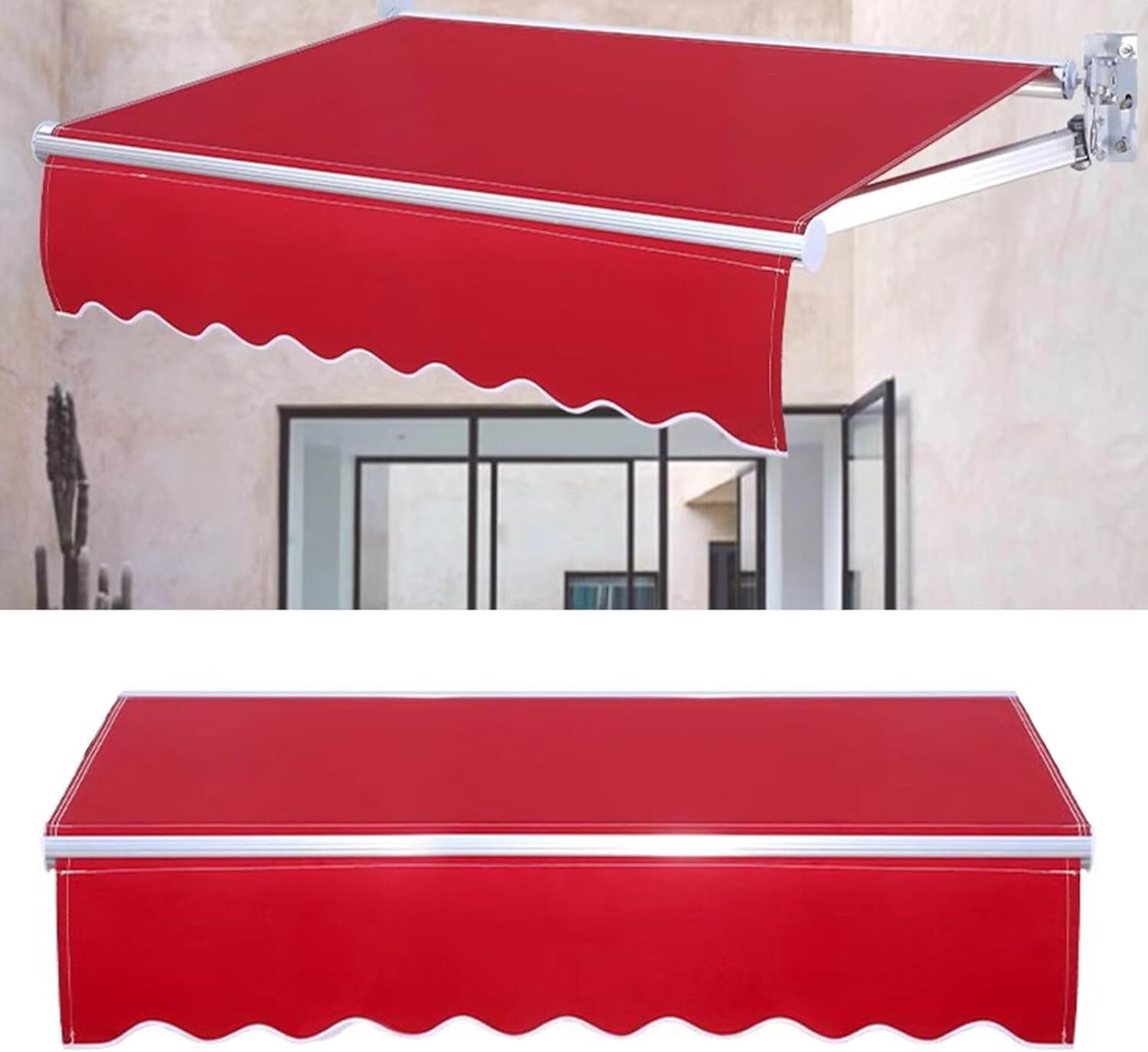 Auvent de patio rétractable avec toile supérieure imperméable 5m