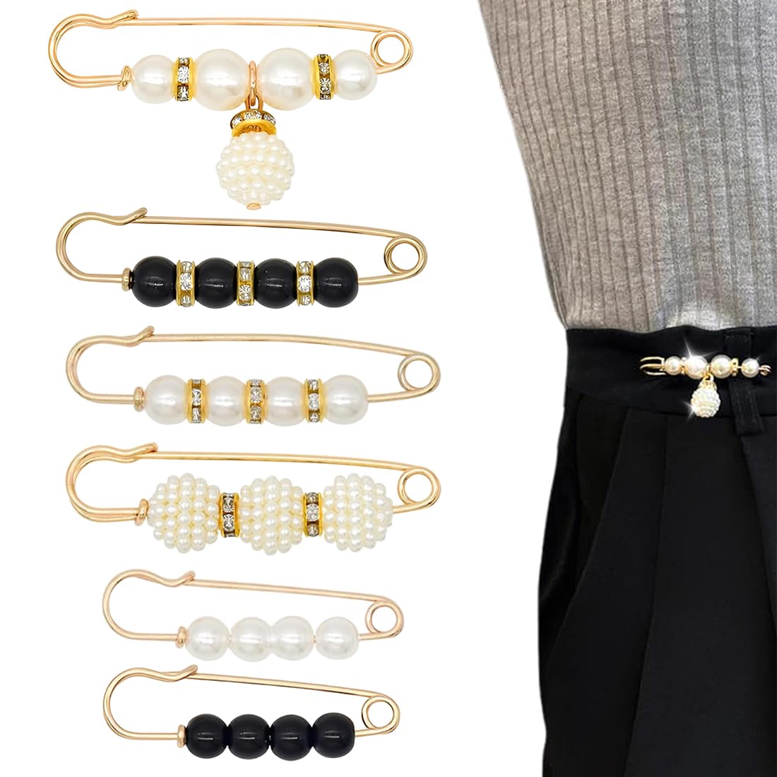 10 Spille Da Balia Con Strass Oro E Argento - 7,6 Cm - Accessori Per Abbigliamento, Maglioni, Sciarpe E Borse - 2
