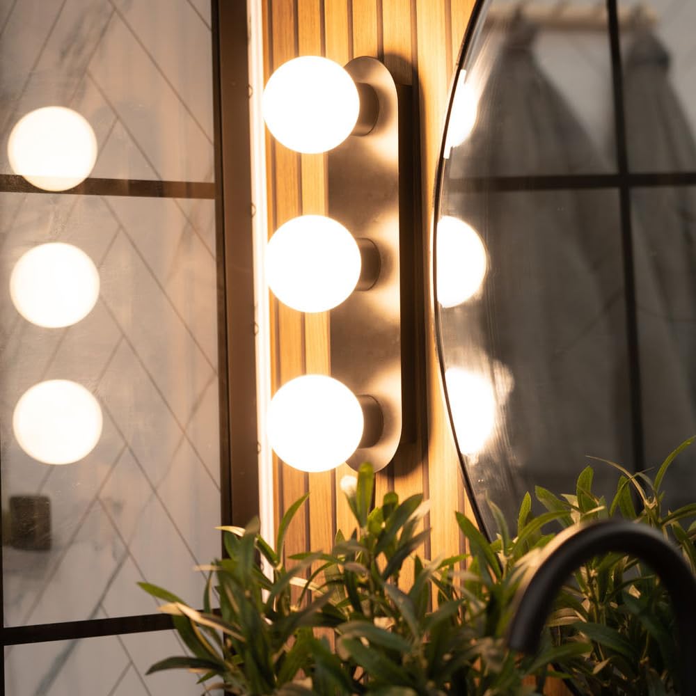 Valuelights Black | Orbital 3 Way Matt Wall/Ceiling Light With A Opal Glass Globe Lamp Shade | Bath Wall Lights, Home Décor & Improvement Essential | Includes Bulb [3000K Cool White] | Mains Wired