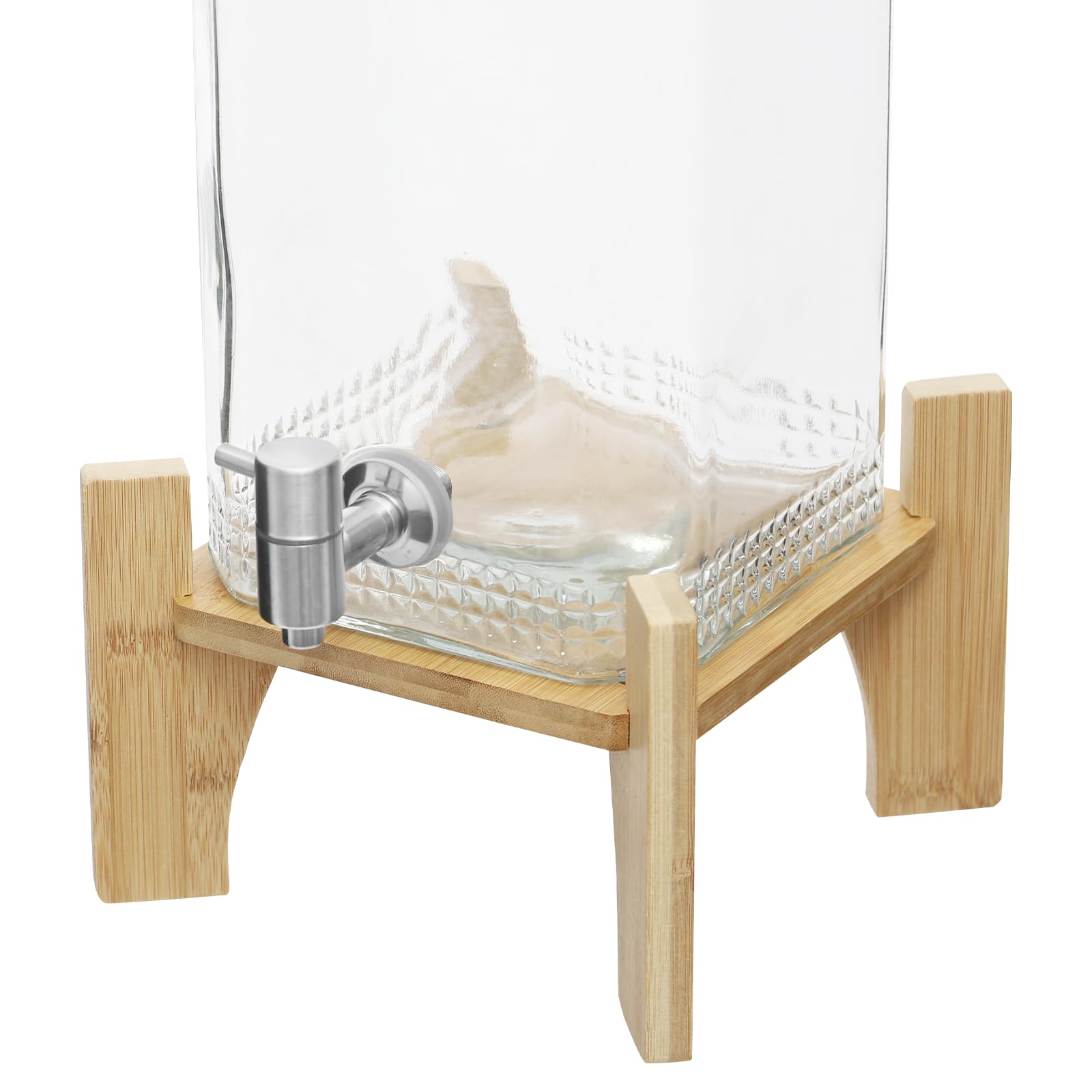 Dispensador de bebidas con grifo, dispensador de agua de cristal, dispensador de zumo con soporte de bambú, dispensador de té helado, dispensador de limonada para restaurantes, hoteles, fiestas