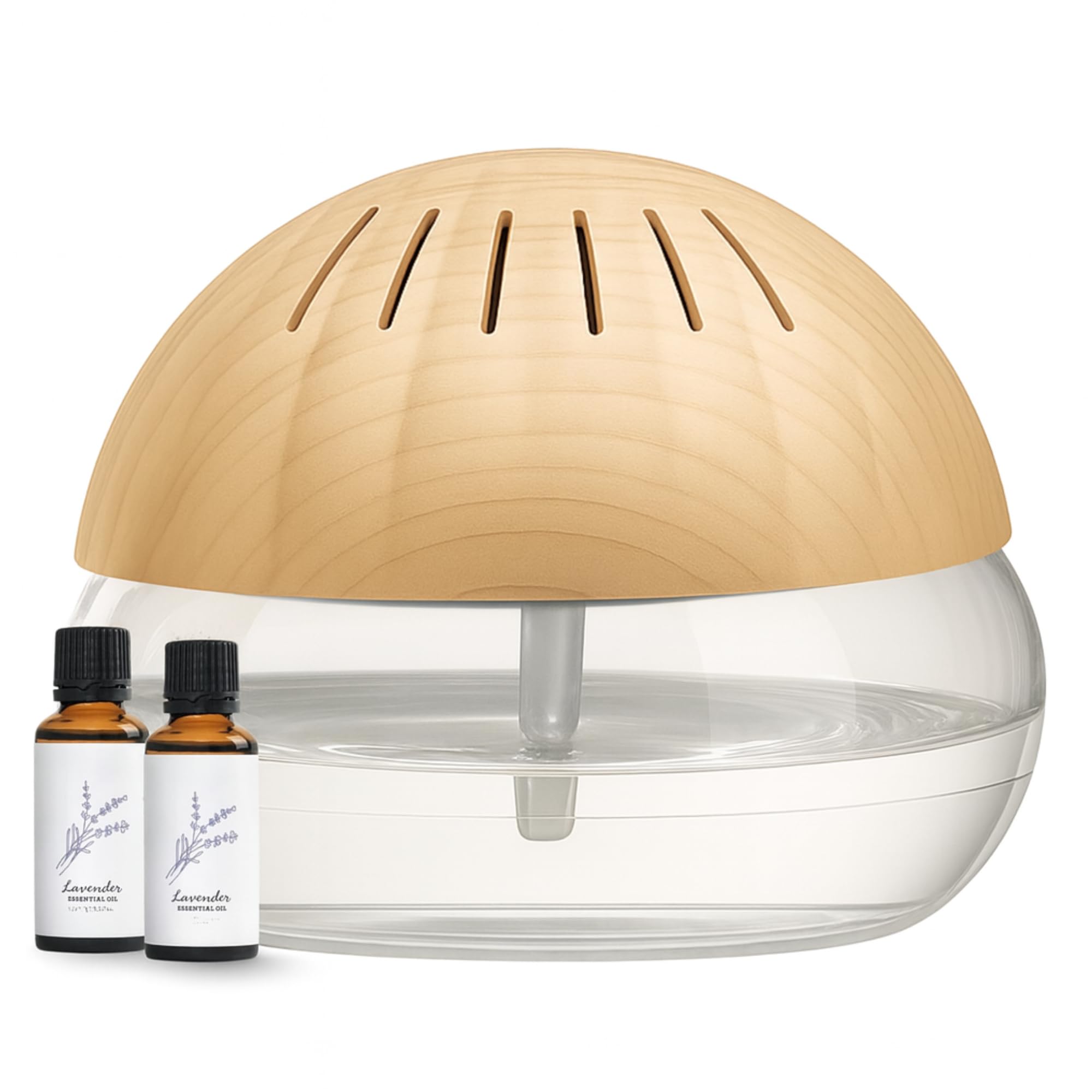 Portable Air Purifier and Aroma Diffuser with 2 Essential Oils, 500mL Room Humidifier Revitalizer, Air Cleaner for Home, Office, Car (Wooden)