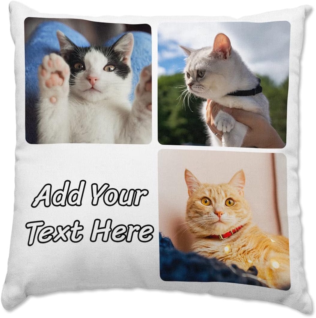 MagizakCustom Pillows with Picture Personalized Photo Pictures Collage Pillow Cover 16x16 18x18 20x20 Print Covers Customized Photos for Family Couple Pet Christmas Birthday Case Gifts