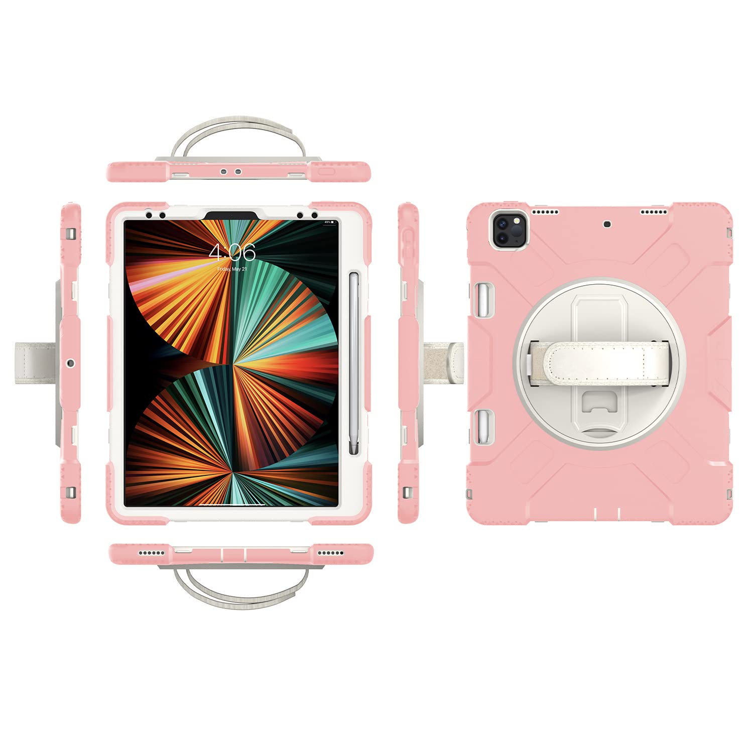 Funda iPad mini 6 oro rosa con correa para usar en cafeterías 5