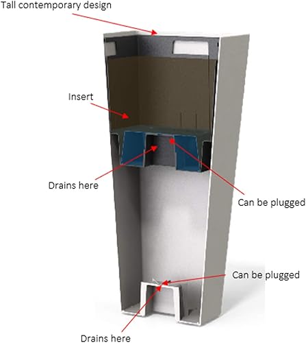 Miniatura 9 de The HC Companies Maceta redonda alta en cascada de 32 pulgadas de alto para exteriores, maceta ligera con autorriego, color blanco brillante