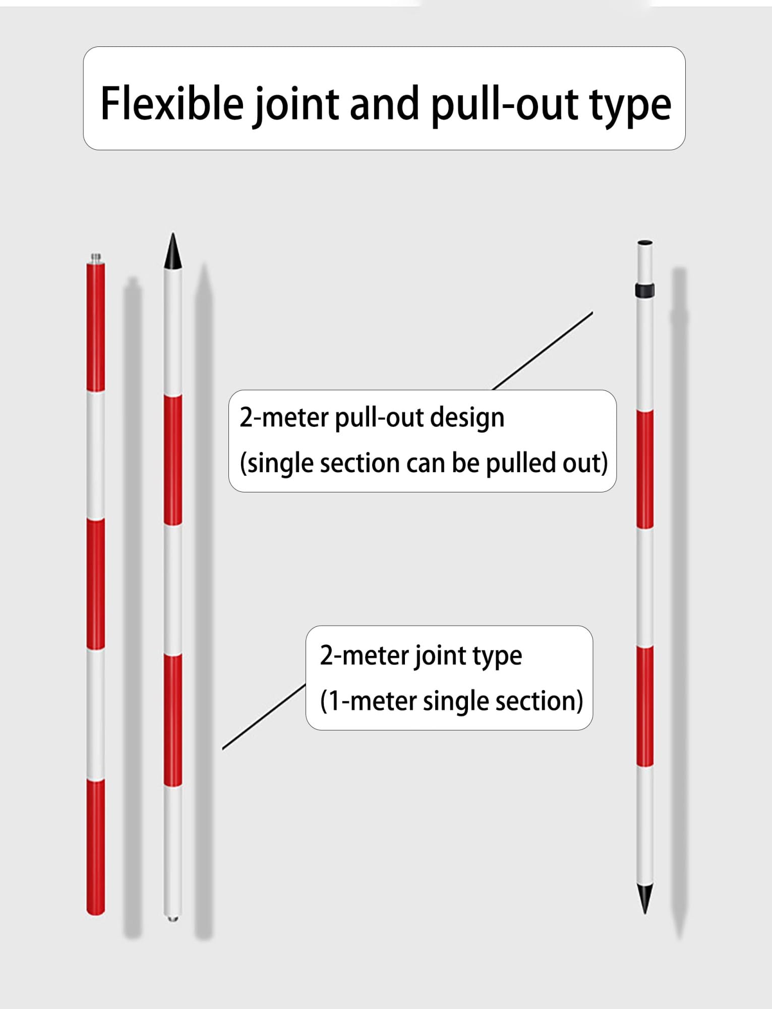 Poste topográfico de aluminio liviano de 2/3/5 metros, varilla de nivel for trabajos viales y topografía terrestre, medidor de profundidad resistente for pozos de agua(2 meters)