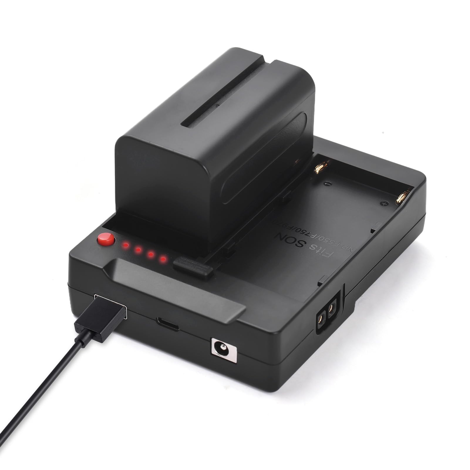 Andoer NP-F970 F750 F550 - Piastra per batteria a V-Lock V-Mount con uscite USB-A/Type-C/DC/D-TAP