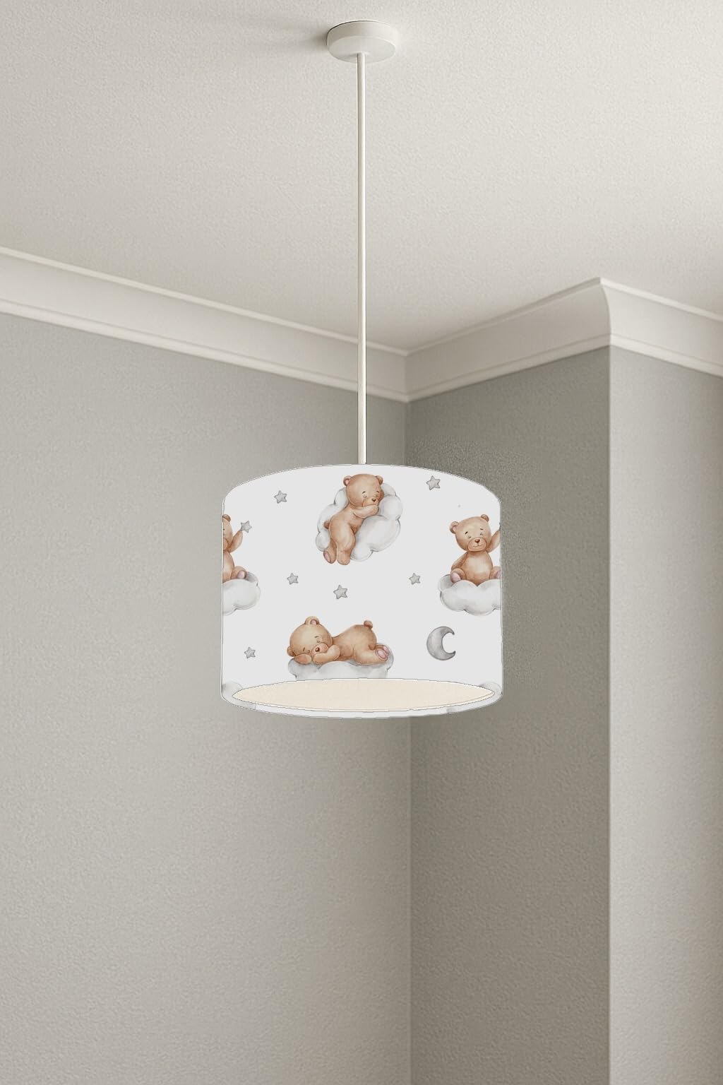Dreamy Bear Clouds lightshade – 20 x 18.5cm Ceiling Drum Shade | E33BB8