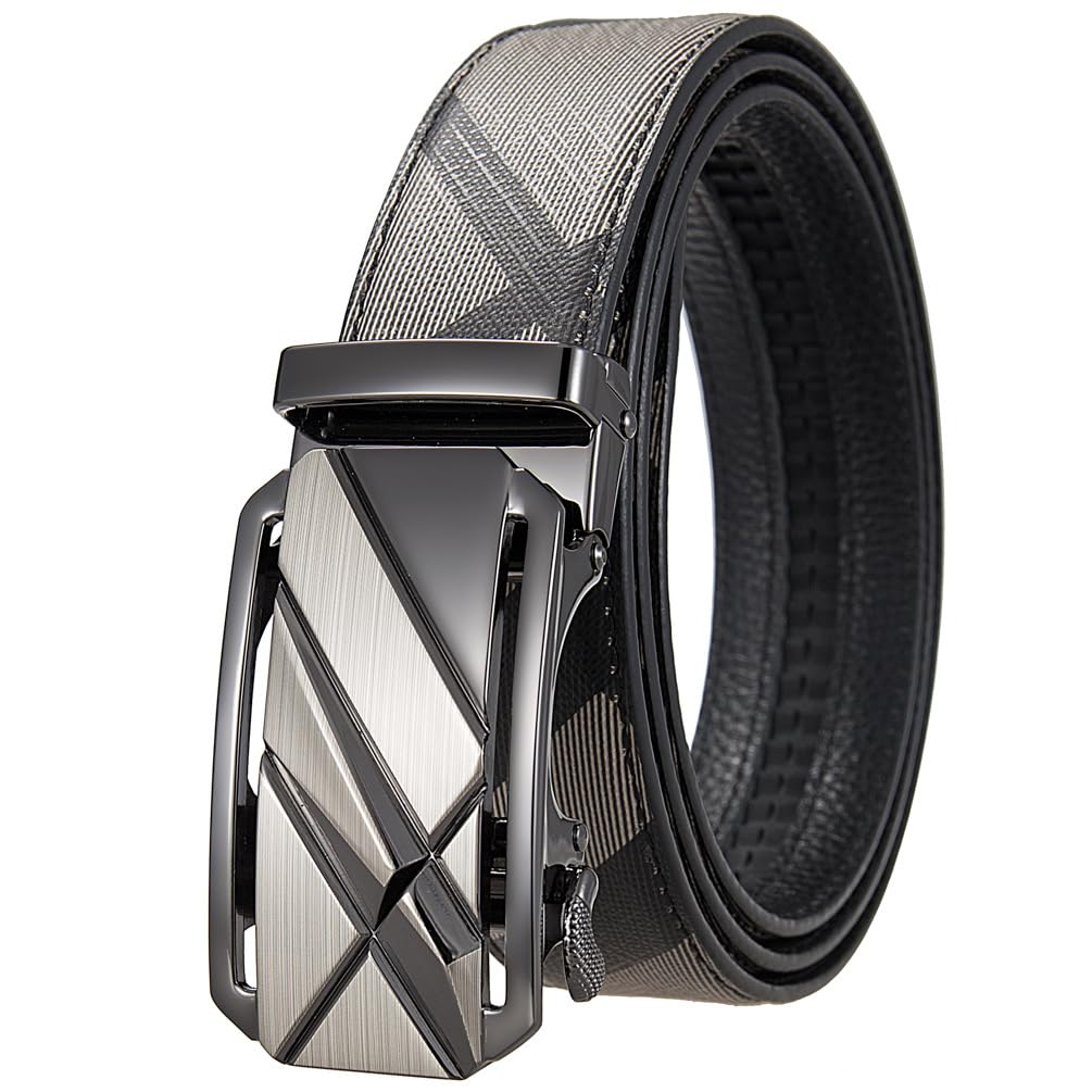 HATAMOTOGenuine Leather Belt for Men Ratchet Adjustable Slide Belt 1 3/8'' Width in Gift Package Fit Everywhere