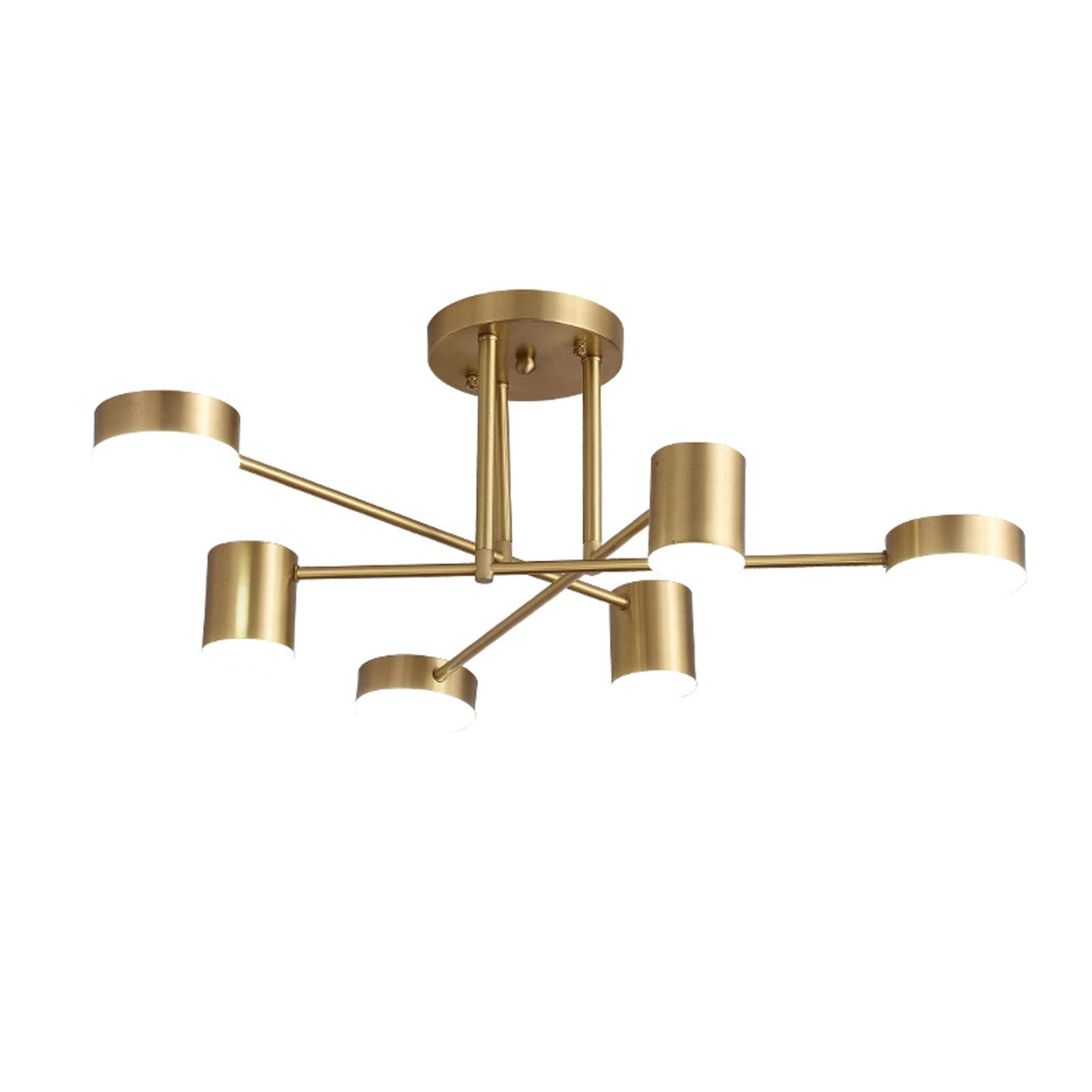 EiYei Modern Ceiling Lights Dimmable 6-Light Luminaire Lamp Brass Finish Flush Mount LED Lighting Fixture Compatible with Bedroom