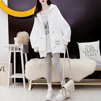 M-PREMIER フード付きホワイトパーカー Amazon.co.jp: [Bestmood] レディース パーカー フード付き ゆったり