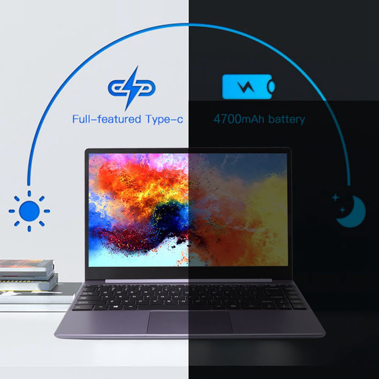 Computer Portatile, 16G e 512 GB, GPU UHD620 e MX250, CPU 5405U, Schermo IPS HD da 14 Pollici, Tastiera Retroilluminata a Grandezza Naturale, Laptop Portatile per Casa, Ufficio, Viaggio di Lavoro(UE)