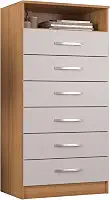Cômoda 6 Gavetas Com Nicho Aberto Armazenamento Luxo Compacta Multiuso Moderna Decorativa Organizadora Design Quarto (Cinamomo Branco)