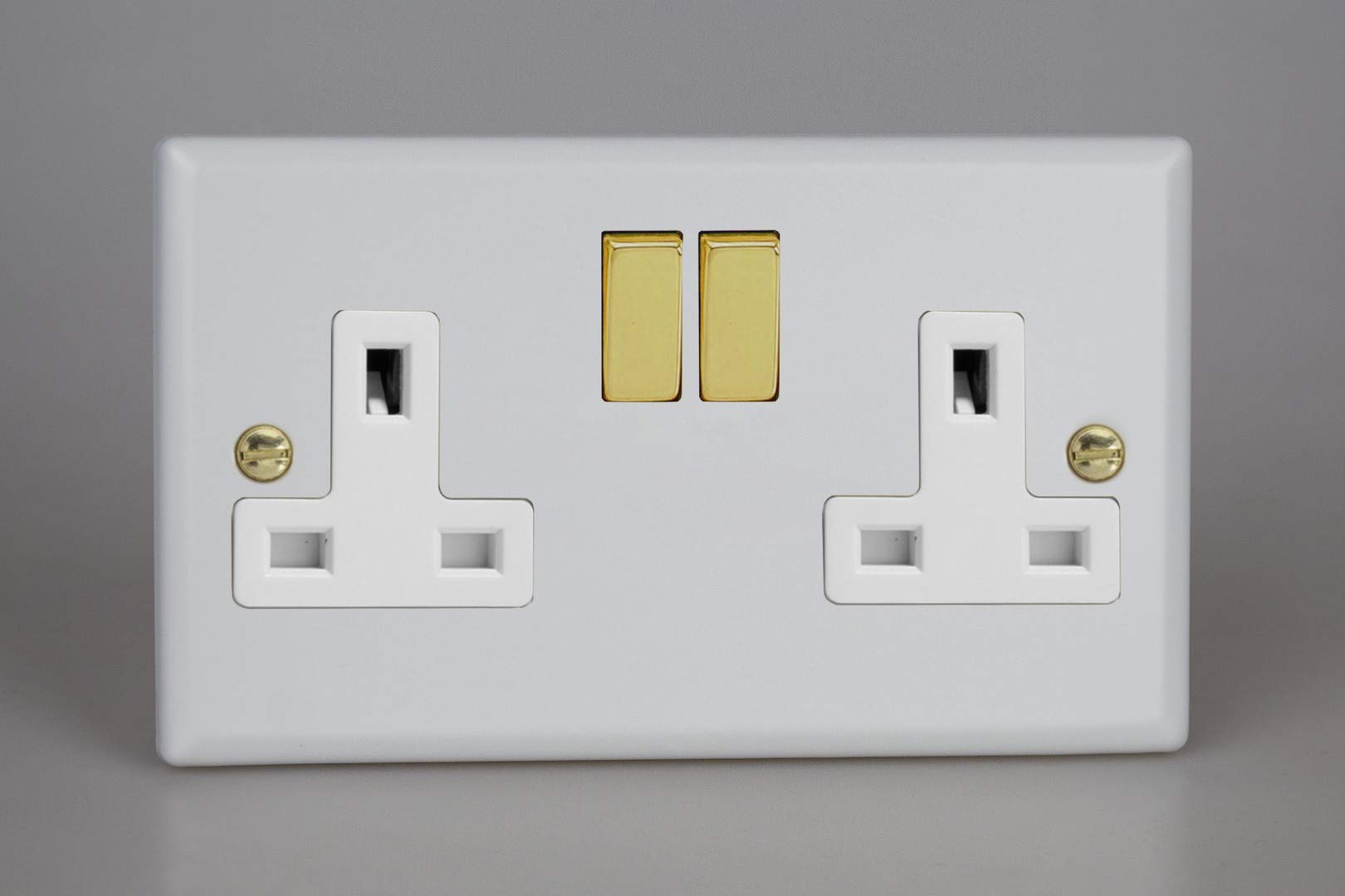 Varilight XY5VW.MW Vogue Matt White 2 Gang 13A Double Pole Switched Plug Socket