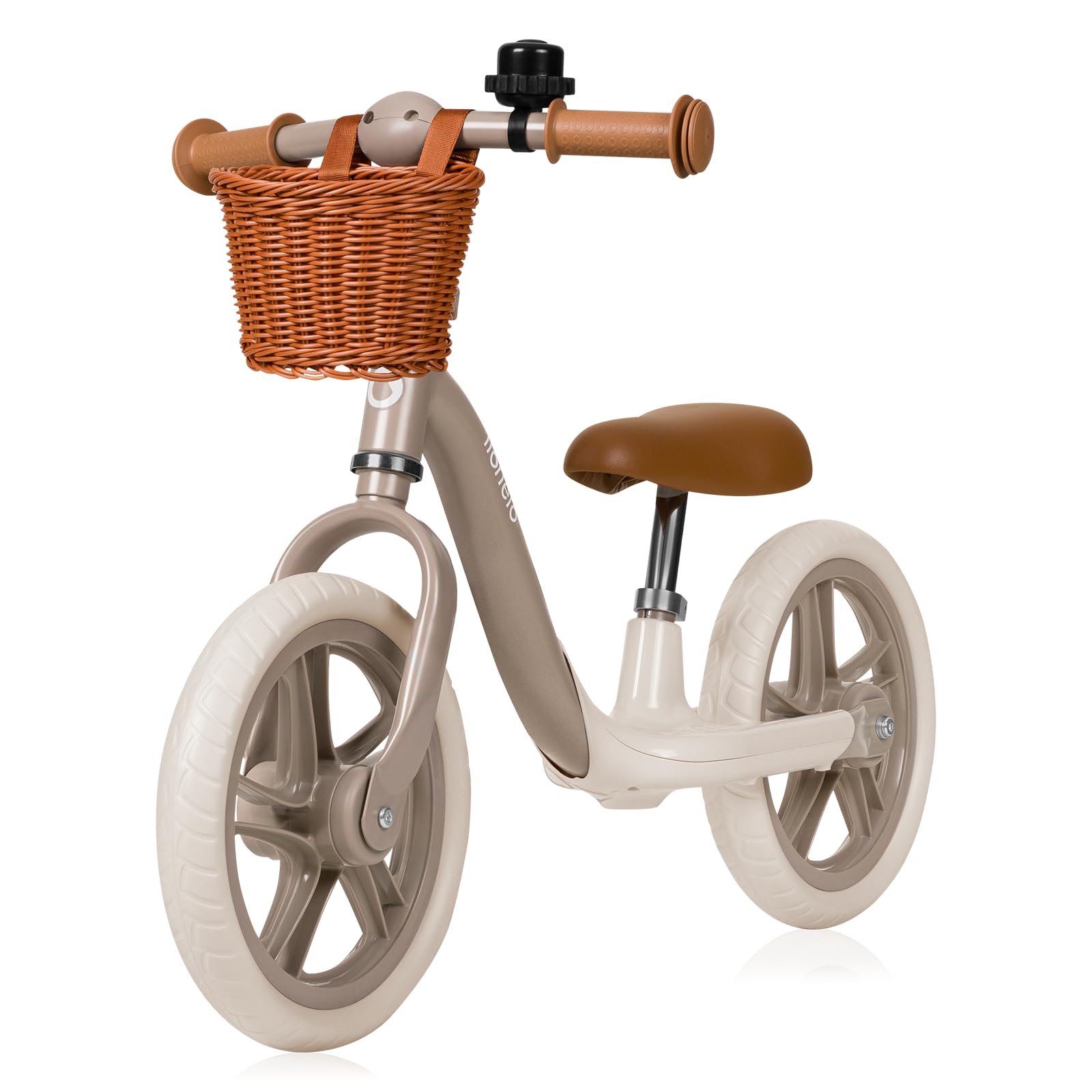lioneloALEX Kids' Balance Bike for kids Age 3+ Up to 30kg Lightweight, Adjustable Seat & Handlebar, EVA Foam Wheels, Basket, Bell, Training Bicycle, Gift for Boys & Girls