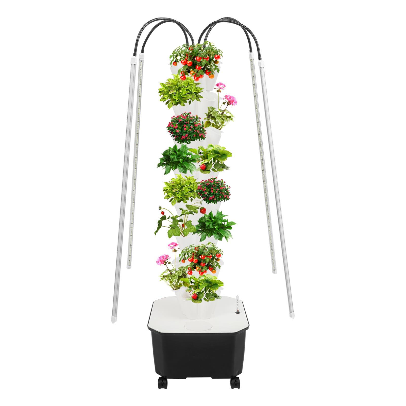 Ginelm Hydroponic Vertical Growing System w/Grow LED Light, 40 Pods Indoor Gardening System w/Water Circulation, Hydronic Garden Tower Plants Germination Kit for Fruits, Vegetables, Herbs