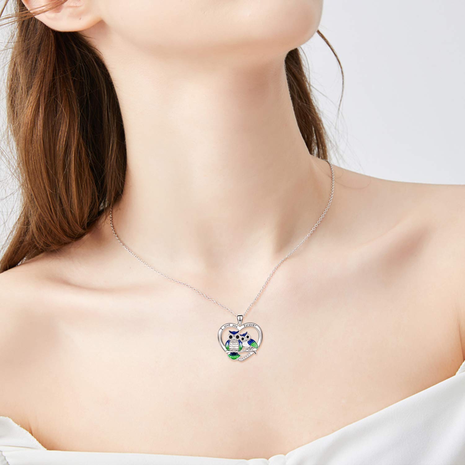 YAFEINI 925 Sterling Silber Eule Halskette Eule Liebhaber Vogel Anhänger Halskette für Frauen Großmutter Tochter Mutter