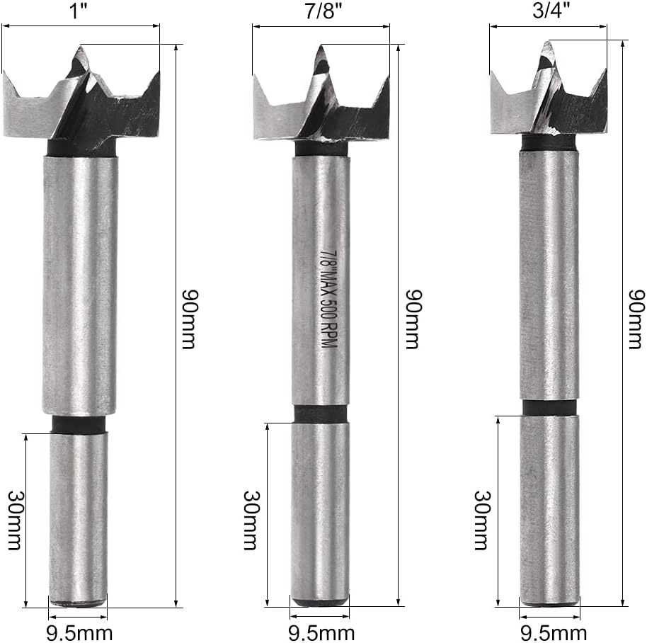 uxcell Forstner Wood Boring Drill Bit, Hole Puncher, 1/4" - 1" Diameter, for Woodworking, 7 in 1 Set