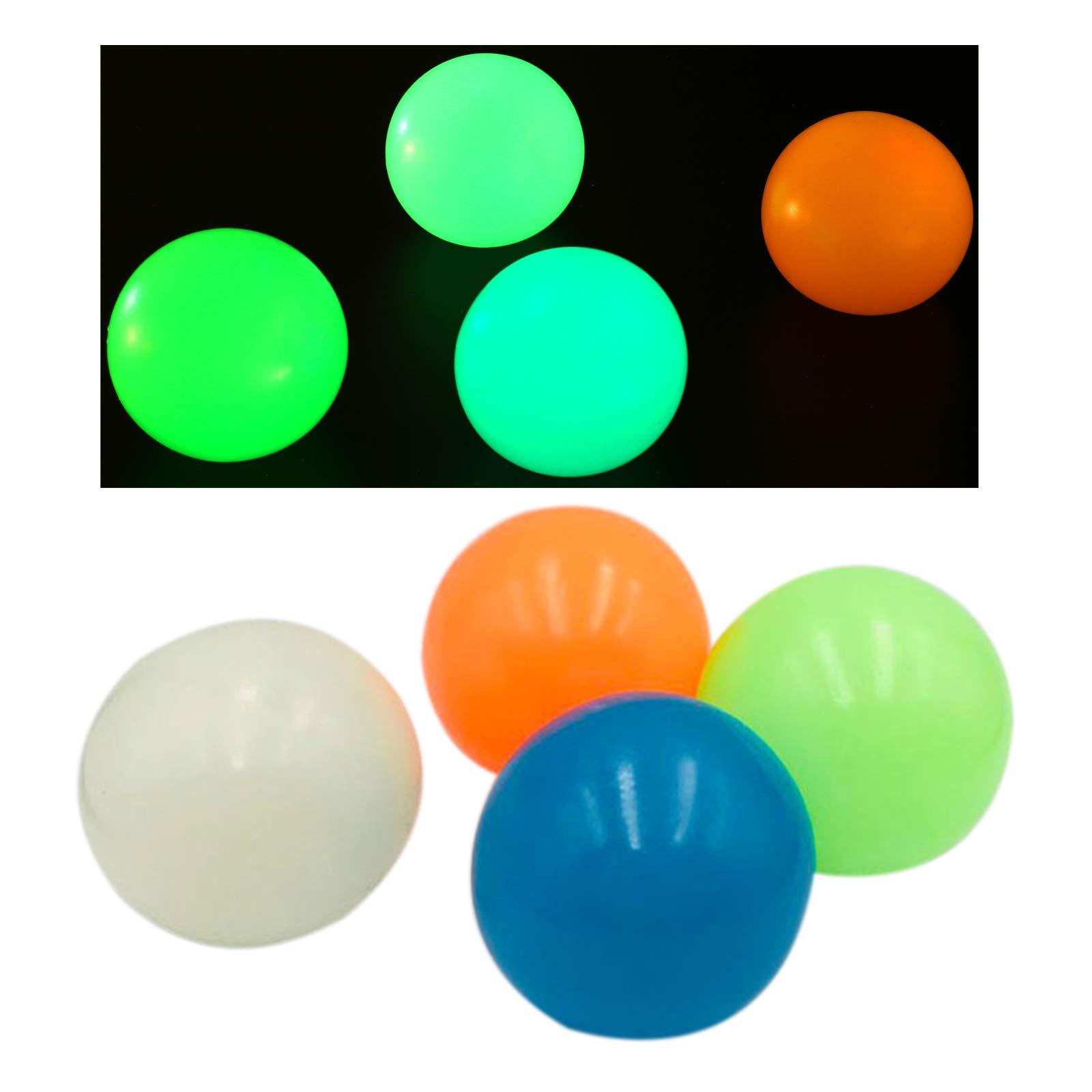 Luminescent Stress Relief Balls 4Pcs Ceiling Wall Sticky Ball, Glow in The Dark Ball Fun Toy Gift for Adults Kids