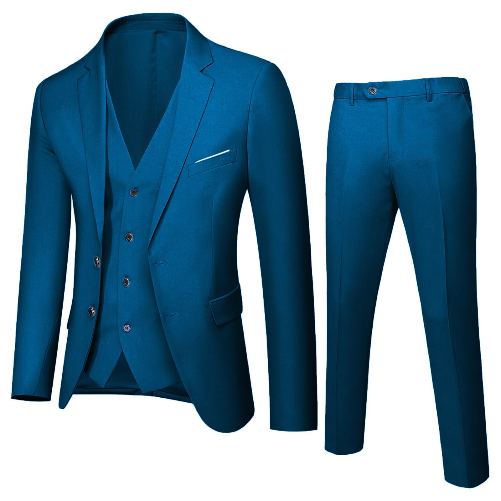 Generisch Ropa de bautizo para niños, niños, niños, primavera, otoño, sólida, manga larga, pantalones, chaleco, trajes 3 piezas, traje de ropa, niño de boda