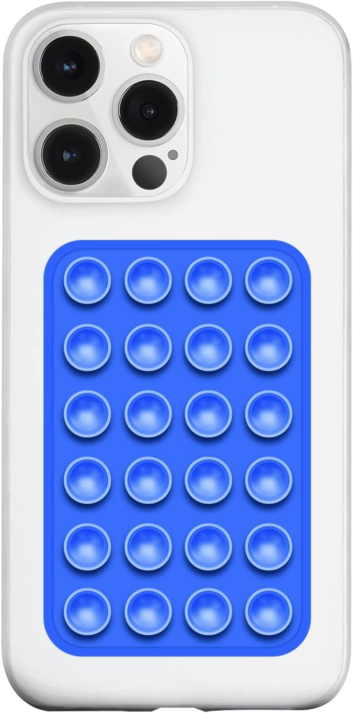 EDNITA Suction Phone Case, Phone Suction Sticker, Silicone Suction Phone Case for Hands-Free Mobile Accessory Holder Grip, Video Phone Accessory Compatible Mirror, Shower-(Blue)