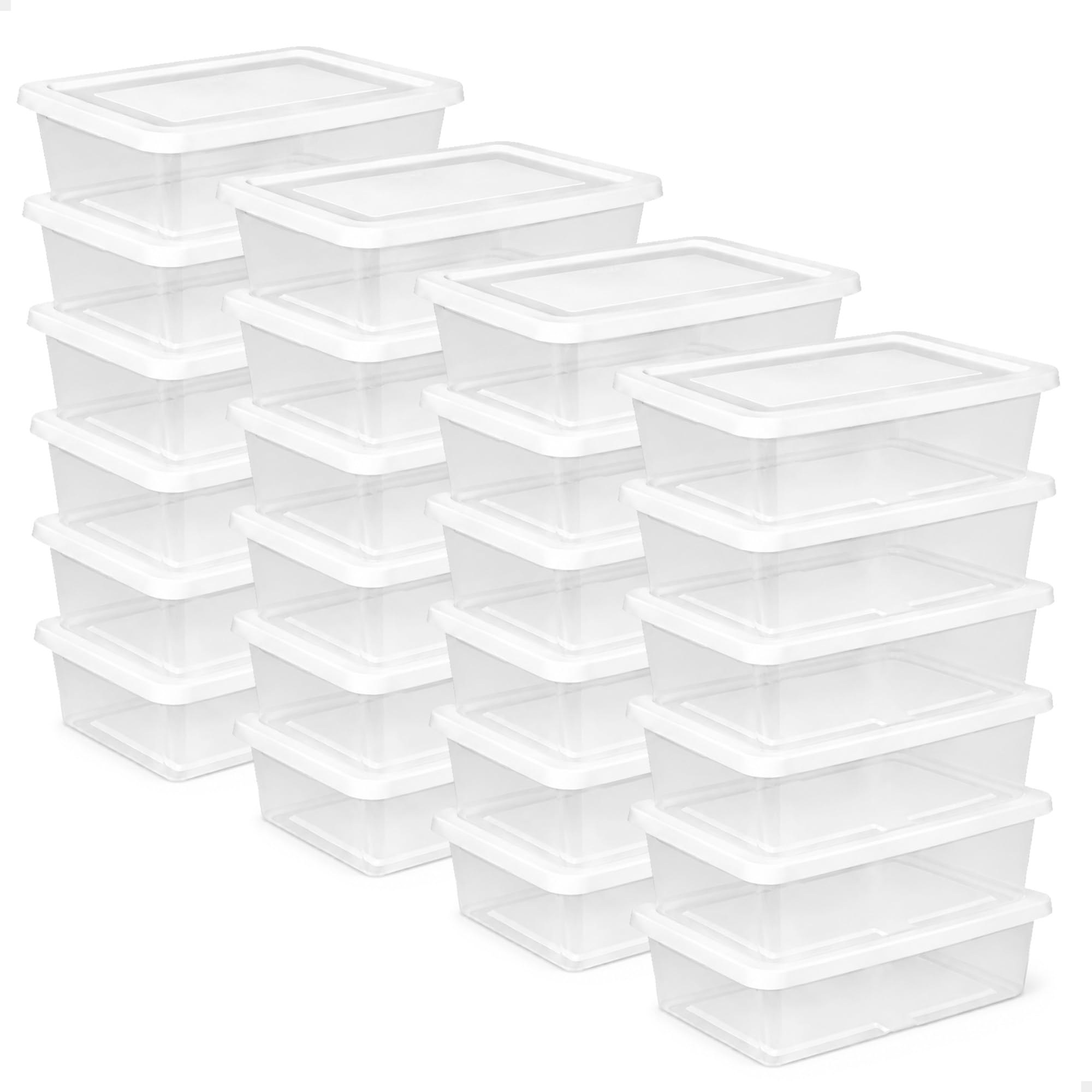 Sterilite Storage Box Stackable Tote, White, 12 Quart, 24 Pack