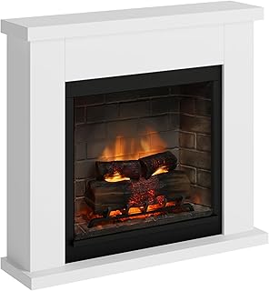 TAGU Frode Elektrokamin mit PowerFlame 2, Heizung und Thermostat, Knistern, Wi-Fi und Umgebungslicht (Reinweiß)