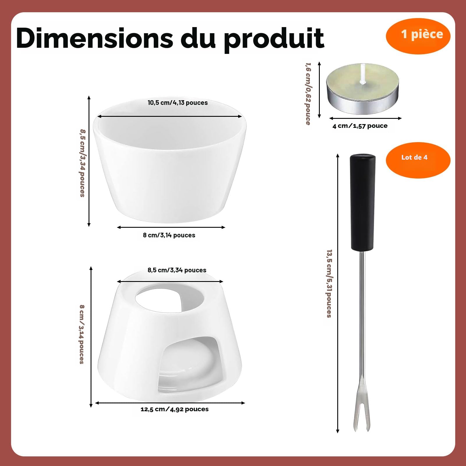 Ensemble à Fondue Céramique F Fityle Avec 4 Fourchettes - Chocolat Beurre Caramel - Idéal Cadeau