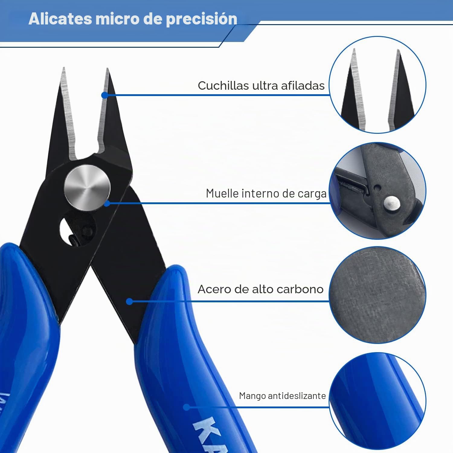 KAIHAOWIN 10 PCS Alicates de Corte Diagonal, Alicates de Corte Electricista 127 mm, Alicates de Precision para Modelismo, Artesanía, Electrónica, Joyería