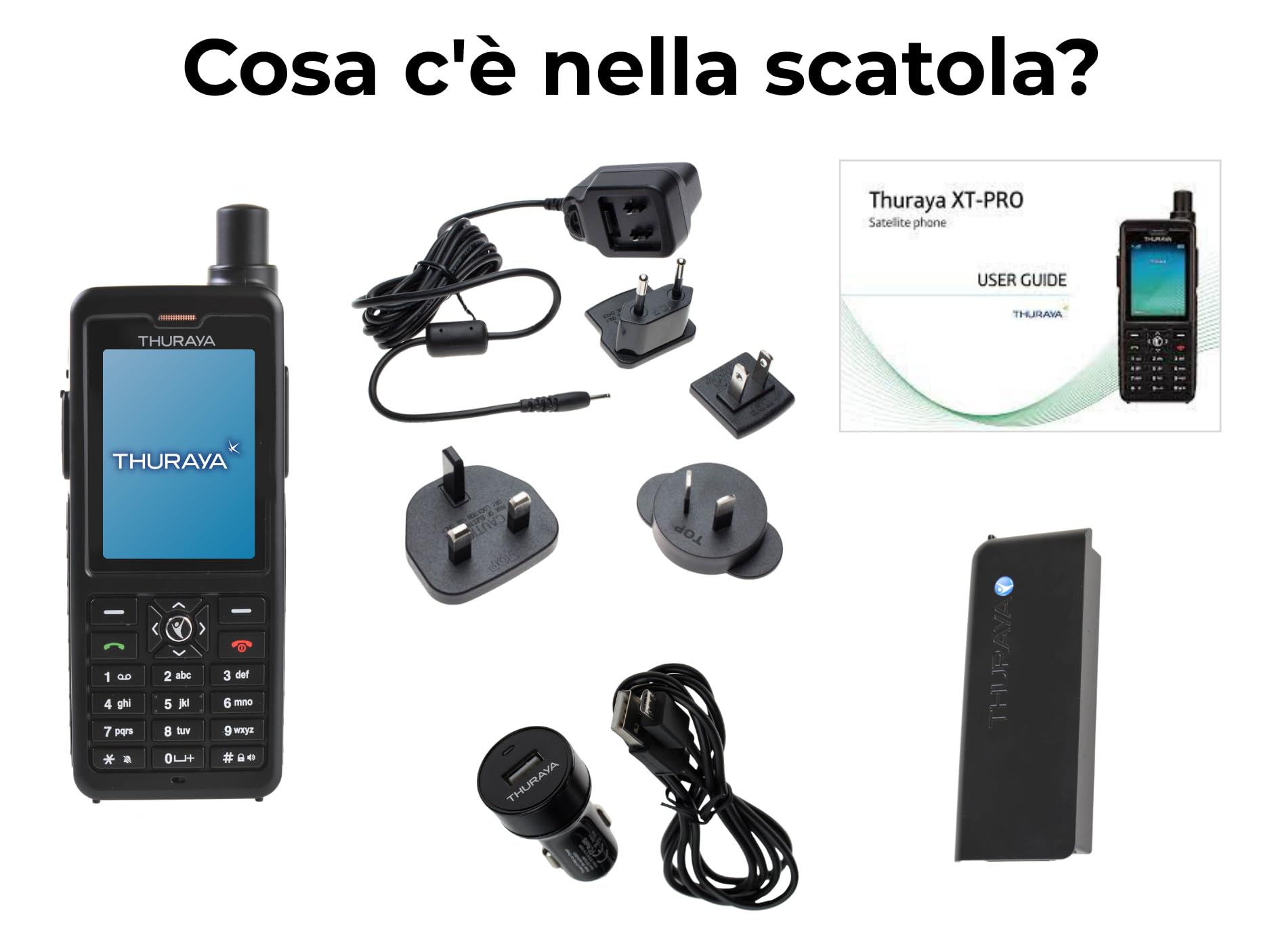 OSAT Telefono satellitare Thuraya XT-PRO + SIM Prepagata NOVA con 10 unità | Validità 30 giorni | Copertura vocale e SMS per comunicazione in zone remote e situazioni di emergenza.