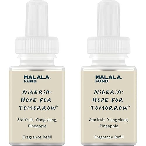 Pura & Malala Home Scent Refill - Smart Home Air Diffuser - Hours of Luxury Fragrance per Refill - Clean & Safe Pura Diffuser Refills - Nigeria: Hope for Tomorrow (2 Pack)