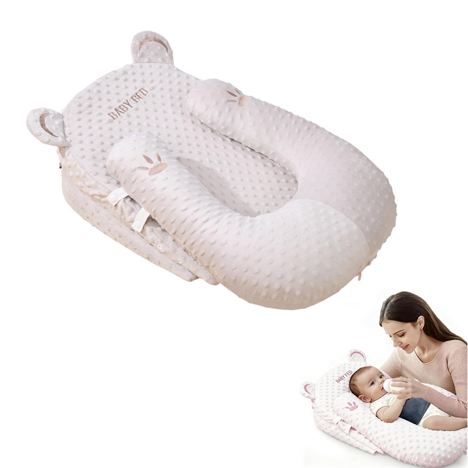 Cuscino Per Allattamento, Cuscino multifunzionale anti-reflusso, Cuscino Maternità per Allattamento Lavabile, Cuscino per allattamento per l'allattamento al biberon, cuscino regolabile a forma di U