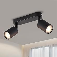 ANWIO Adjustable Black Metal Ceiling Light with 2 GU10 LED Bulbs – Modern Design and Easy Installation – Ideal for Bedrooms, Living Rooms and Kitchens, etc (No Bulbs).