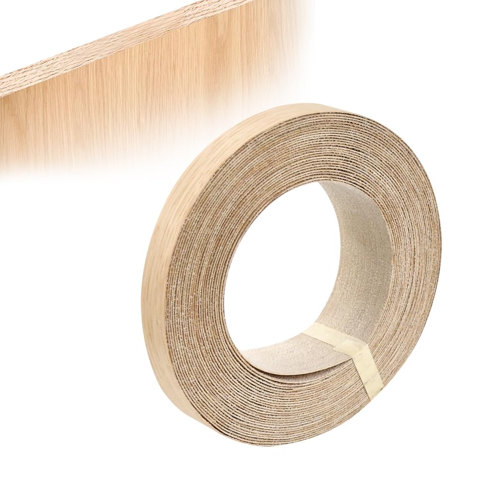 ADERTOS 19mm Real Oak Edging Tape - 10m Iron On Edging Strip Pre-Glued Oak Veneer Edging Tape Hot-Melt Adhesive Wood Trim Edging for DIY Application, Edge Tape Edge Banding for Shelves and Panels