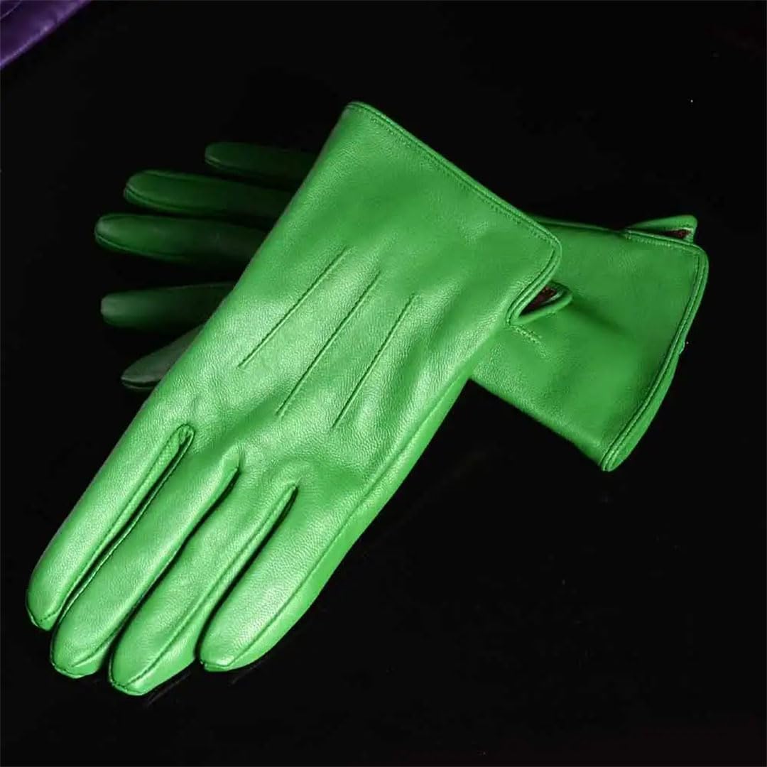 Guanti da donna in pelle viola viola Guanti senza dita Star Hollow
