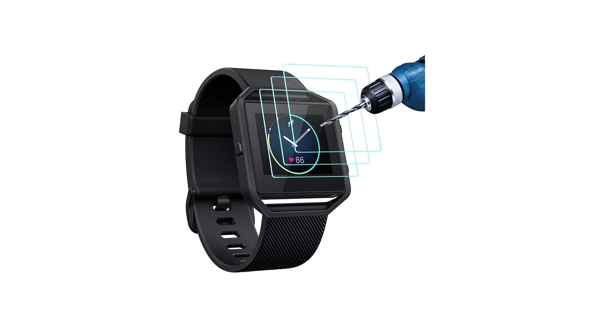 CAVN 3 Pack Screen Protector Compatible with Fitbit Blaze, Tempered Glass Waterproof Screen Cover Saver [Crystal Clear] [Anti-Scratch] [No-Bubble]