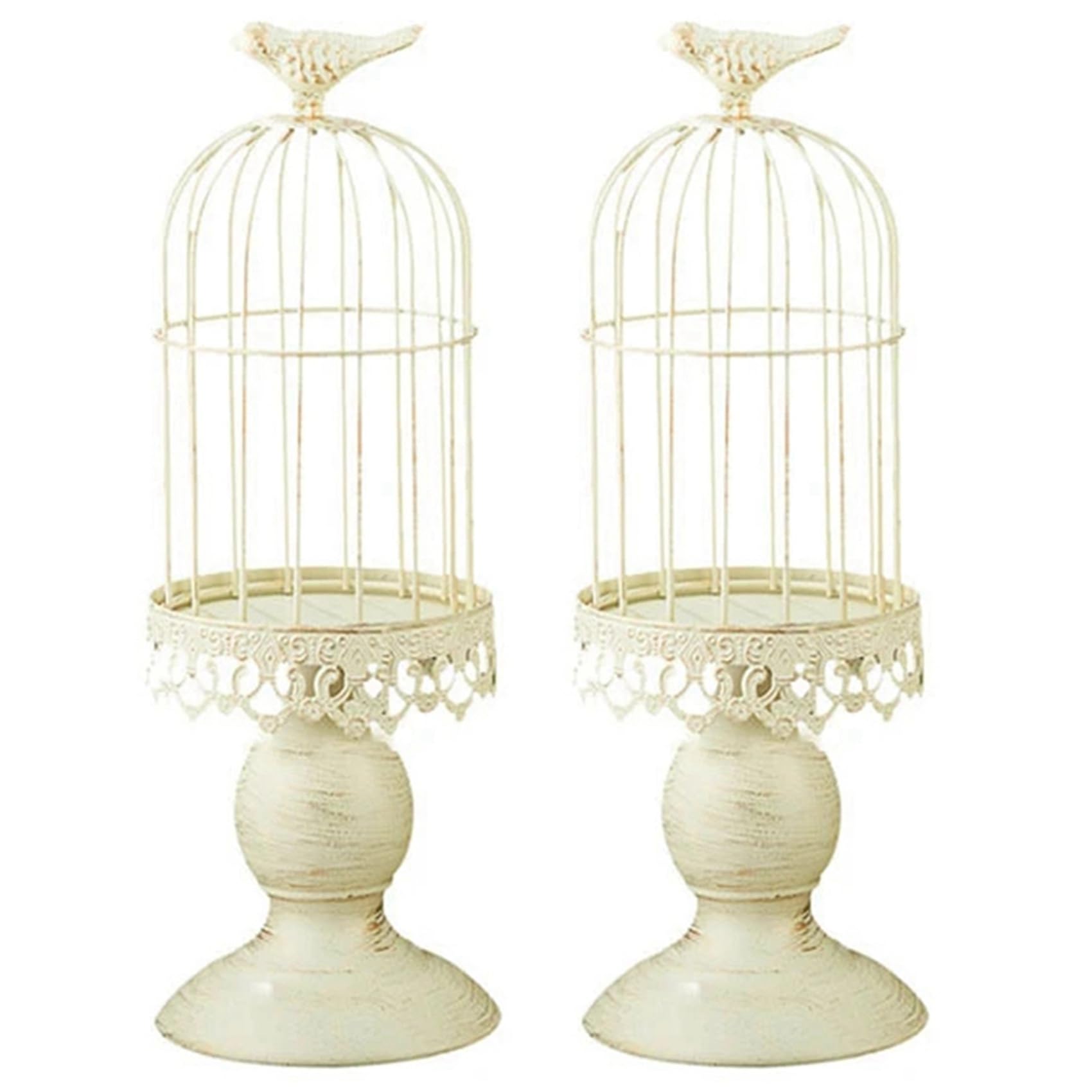 Bougeoir en fer en métal style cage à oiseaux rétro pour décoration raffinée