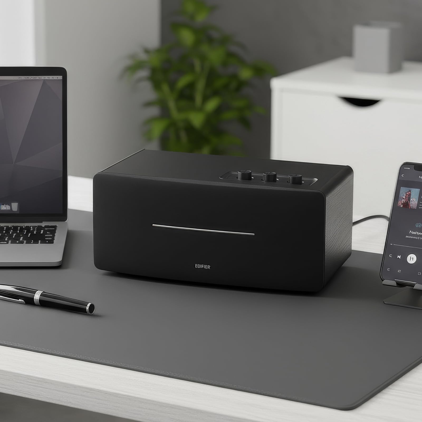 Edifier D12 Haut-Parleur de Bureau Bluetooth, Son Stéréo 70W avec DSP, Entrées RCA/AUX/Bluetooth, Télécommande sans Fil, Enceinte Multimédia pour PC/Smartphone/TV – Noir